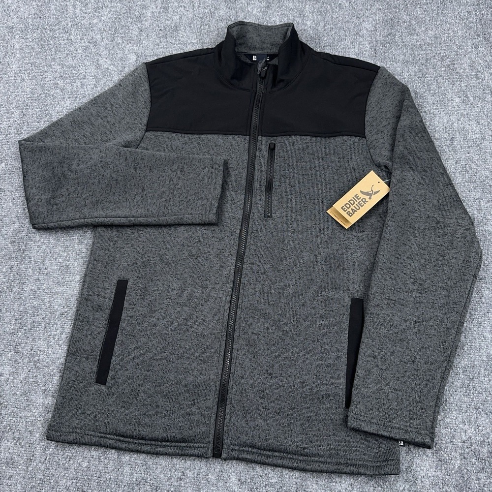 NEW Eddie Bauer Sycamore Full Zip Fleece Jacket Mens Medium Charcoal Gray Hiking